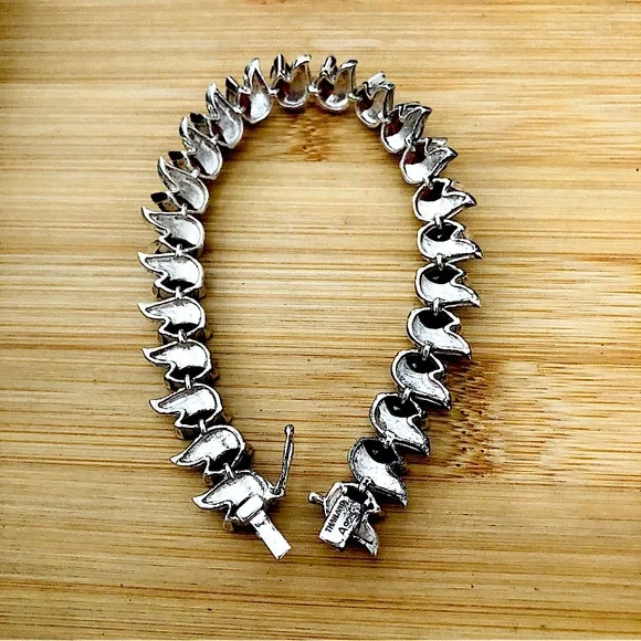 $118 Designer Garnet & Marcasite Estate Bracelet Sterling Marked A 925 THAILAND - Picture 7 of 8